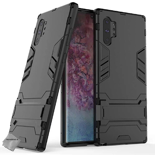 Htdmobiles Coque rigide anti choc pour Samsung Galaxy Note 10+ Plus + verre trempe - NOIR