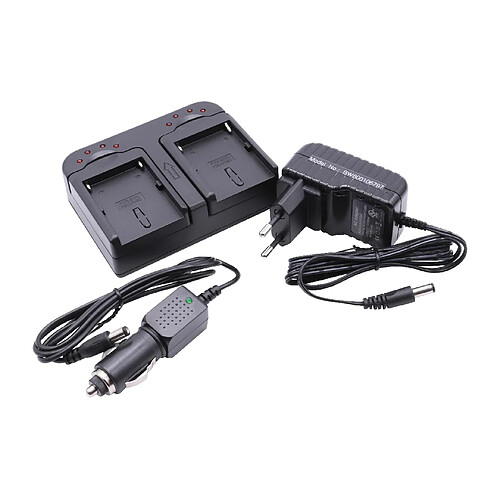 vhbw Chargeur de batterie double compatible avec Sony DCR-TRV250E, DCR-TRV255 caméra, DSLR, action-cam - Chargeur + adaptateur allume-cigare