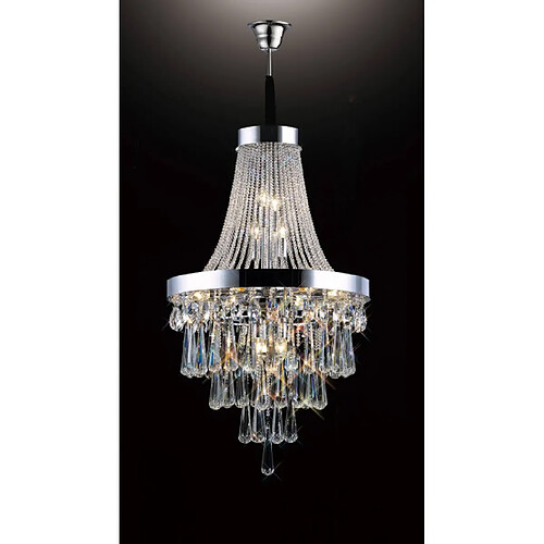 Luminaire Center Suspension Sophia 13 Ampoules chrome poli/cristal