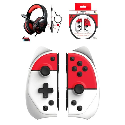 PACK Manette SWITCH Nintendo iiCon Pokeball dragonnes V2 + CASQUE SWITCH PRO-SH3 SPIRIT OF GAMER