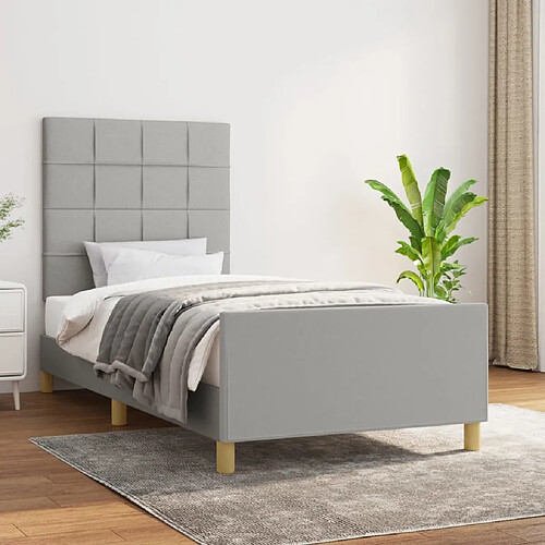 Maison Chic Lit adulte - Cadre Structure de lit avec tête de lit Contemporain Gris clair 80x200 cm Tissu -MN49451