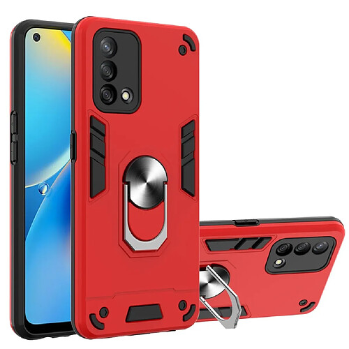 Coque en TPU anti-rayures, hybride avec béquille rouge pour votre Oppo A74 4G/F19