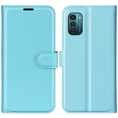 Etui en PU texture litchi avec support, bleu pour votre Nokia G11/G21