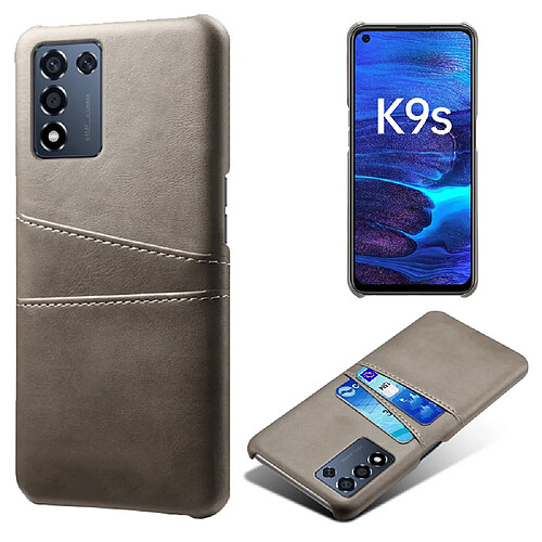 Coque en TPU + PU avec porte-cartes, gris pour votre Oppo K9s/Realme Q3s 5G