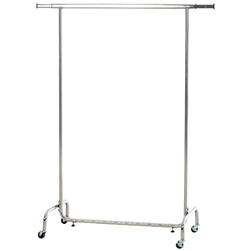 Decoshop26 Penderie portant porte-vêtements sur roulettes hauteur 160 cm largeur 100-190 cm en acier inoxydable 10_0003508