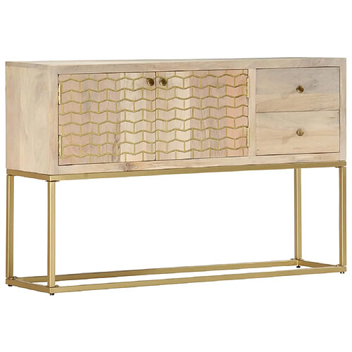 vidaXL buffet doré 120x30x75 cm bois de manguier massif