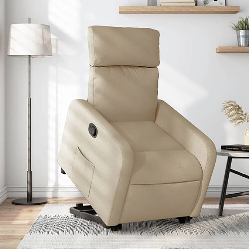 vidaXL Fauteuil inclinable Crème Tissu