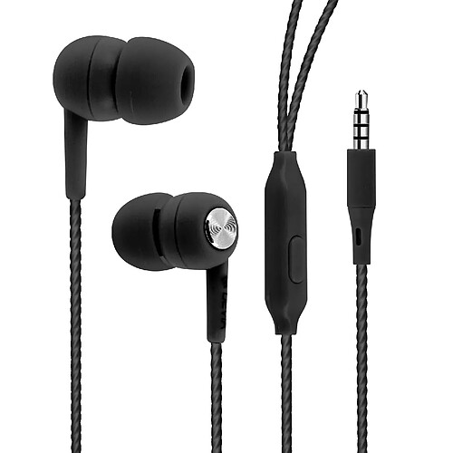 Écouteurs Jack 3.5mm Intra-auriculaires Micro Cordon Torsadé Devia Noir