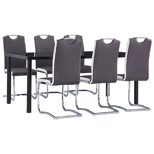 vidaXL Ensemble de salle à manger 7 pcs Similicuir Gris