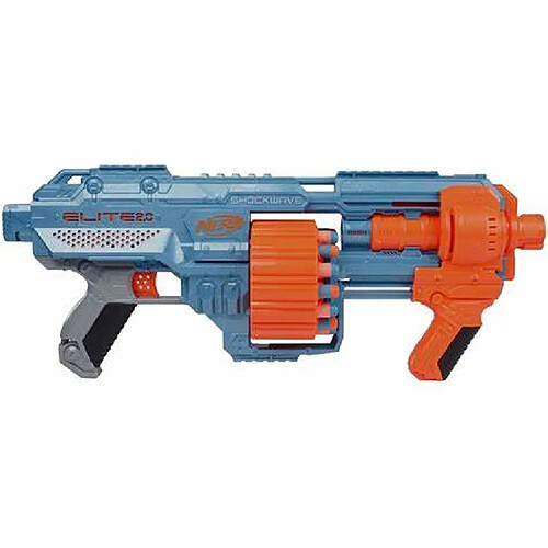 pistolet shockwave RD-15 et Flechettes Nerf Elite 2.0 Officielles bleu orange