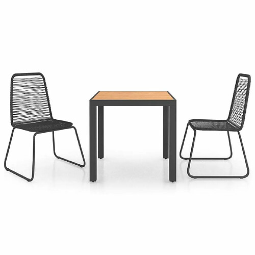 Maison Chic Salon de jardin 3 pcs - Table et chaises d'extérieur - Mobilier/Meubles de jardin Moderne Rotin PVC Noir et marron -MN13377