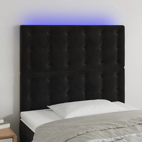 vidaXL Tête de lit à LED Noir 90x5x118/128 cm Velours