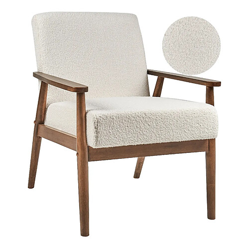 Beliani Fauteuil ESRUM Bouclé Blanc cassé