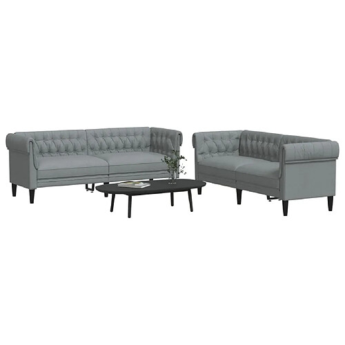 vidaXL Ensemble de canapés 2 pcs gris clair tissu