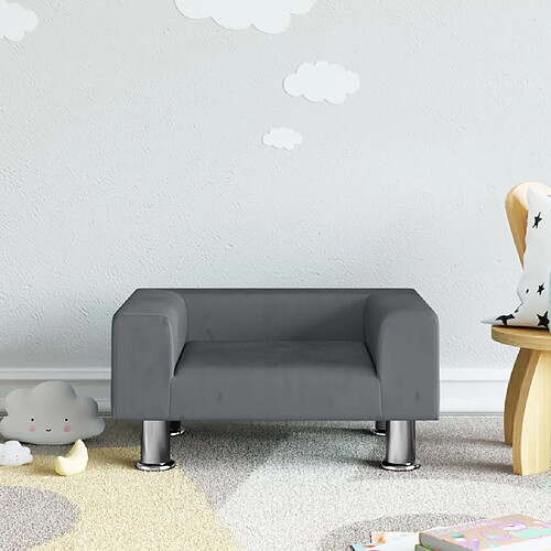 vidaXL Canapé pour enfants gris foncé 50x40x26,5 cm velours