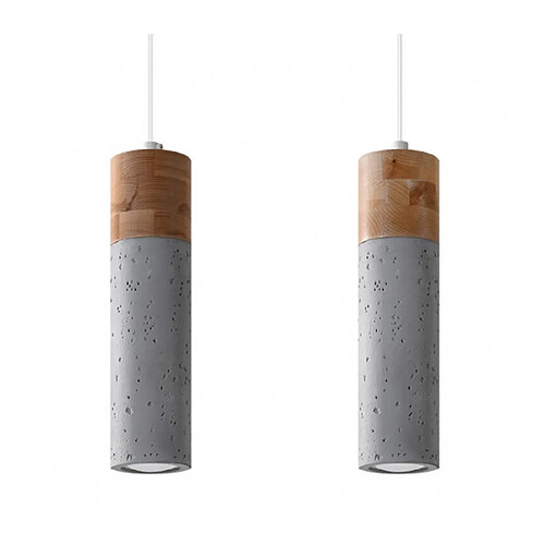 Luminaire Center Suspension Zane Bar Bois,béton Bois gris,naturel 2 ampoules 120cm