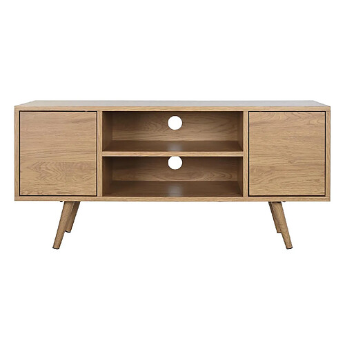 Pegane Meuble TV en bois MDF naturel et métal - Longueur 120 x Profondeur 40 x hauteur 57 cm