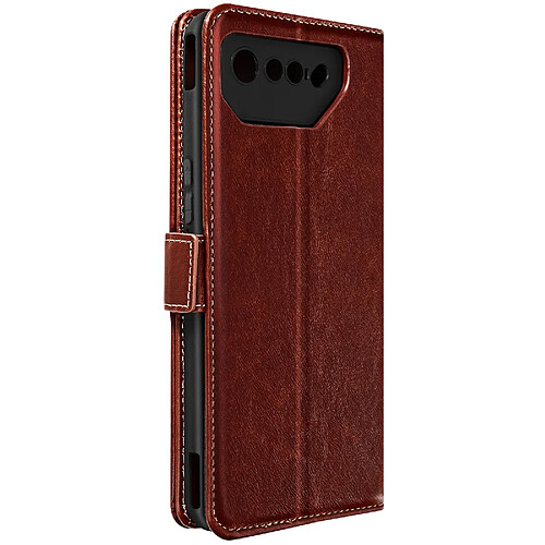 Avizar Housse pour Asus Rog Phone 7 Cuir Véritable Porte-carte Support Vidéo Marron