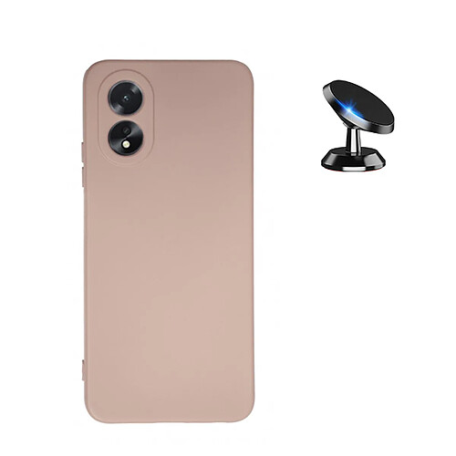 Kit de voiture magnétique de voiture + cas de silicone liquide Phonecare pour Oppo A38 4G - rose