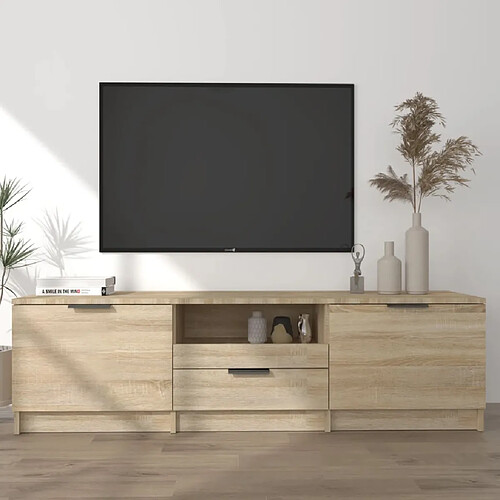 vidaXL Meuble TV chêne sonoma 140x35x40 cm bois d'ingénierie