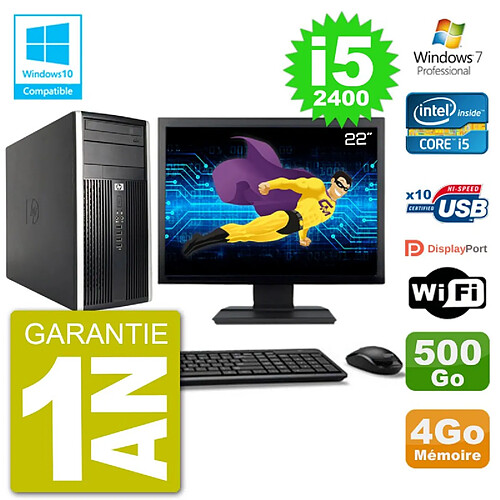 PC HP 6300 MT Ecran 22" i5-2400 RAM 4Go Disque 500Go Graveur DVD Wifi W7 · Occasion