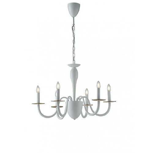 Fan Europe Chandelier sans abats jours Armstrong 6 ampoules Métal blanc