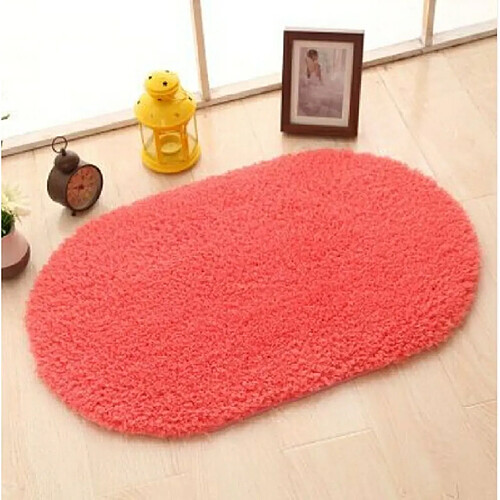 Wewoo Fausse Fourrure Tapis de Bain Solide Antidérapant de Chambre Enfants de Salon OvaleTaille 140x200cm Rose Rouge