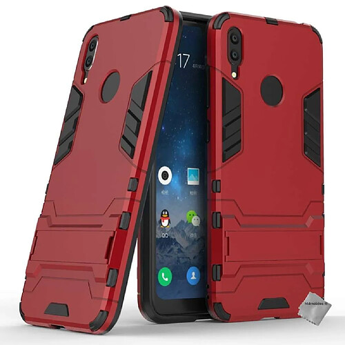 Htdmobiles Coque rigide anti choc pour Huawei Y7 (2019) + verre trempe - ROUGE