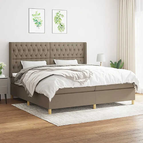 vidaXL Sommier à lattes de lit avec matelas Taupe 200x200 cm Tissu