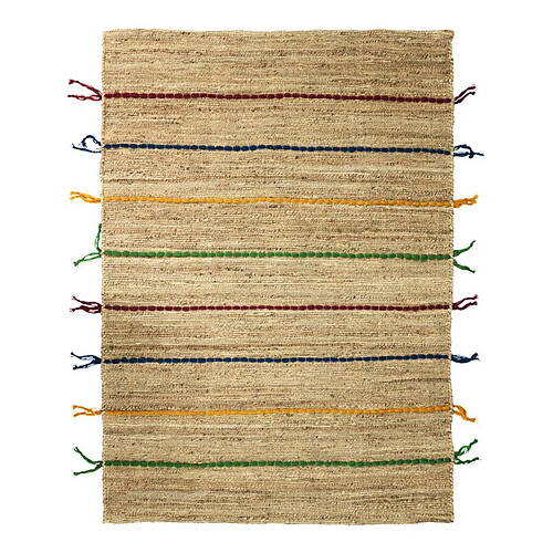 Thedecofactory COLOR JUTE - Tapis en jute avec tresses en laine multicolores 120x170