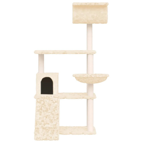 Helloshop26 Arbre à chat meuble tour grimper jouet grattage grattoir escalade plateforme avec griffoirs en sisal 131 cm crème 02_0022466