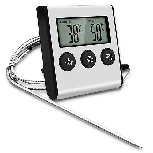 Vendos85 Thermomètre numérique LED avec sonde et fonction minuterie