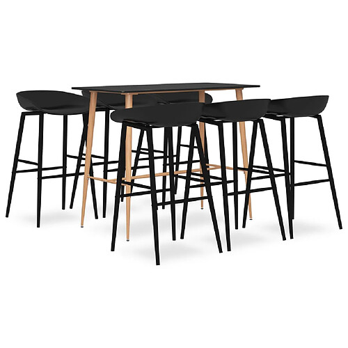 vidaXL Ensemble de bar 7 pcs Noir