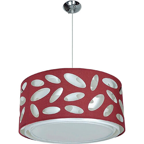 FRISIA Suspension 3xE27 H.Reg.xP.55cm Aubergine/Blanc