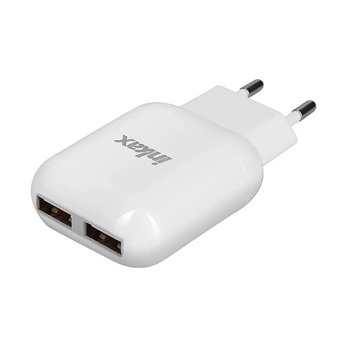 Chargeur secteur 2x ports USB 2.1A + 1.0A Recharge Rapide Inkax - Blanc