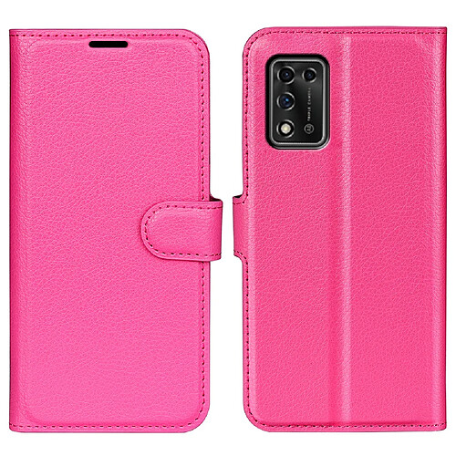 Etui en PU texture litchi, fermoir magnétique, anti-chocs avec support, rose pour ZTE Libero 5G II