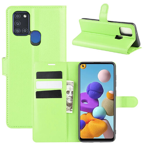 Etui en PU litchi grain cool vert pour votre Samsung Galaxy A21s