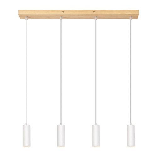 NETTLIFE Suspension Bois Métal Diam.60cm GU10 Blanc 4 Ampoules Lampe Suspendue Lampe de Couloir Vintage pour Salle à Manger Cuisine Café Salon Chambre