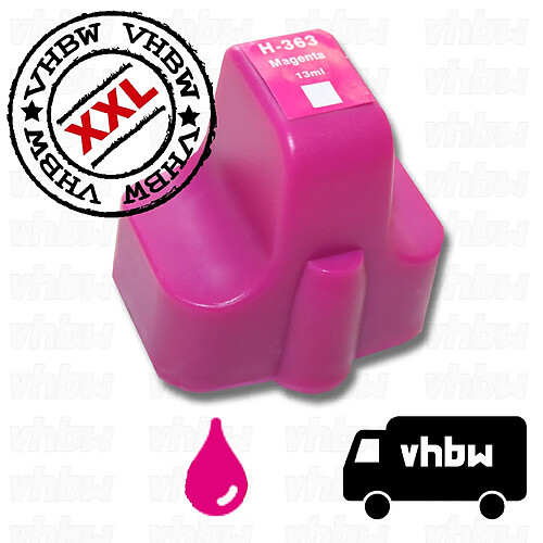 vhbw cartouche d'encre compatible magenta pour HP 02, 363, C8772EE