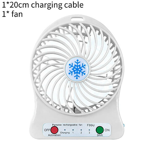 (Blanc) Ventilateur Usb de Bureau Mini Trois Vitesses Portable Compact Couleur Unie Été Silencieux