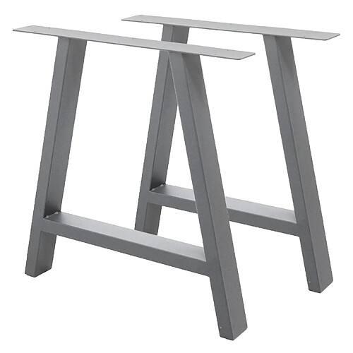 Ecd Germany 2x Pieds de table 70 x 72 cm châssis support de table piètement forme A gris