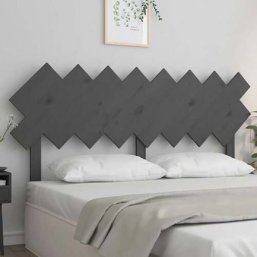 Maison Chic Tête de lit scandinave,Meuble de chambre Gris 159,5x3x80,5 cm Bois massif de pin -MN36085