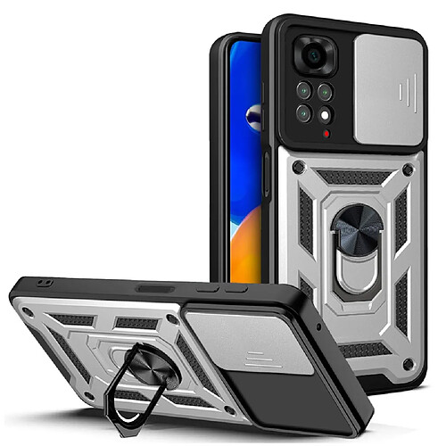 Coque en TPU anti-chocs avec béquille rotative, argent pour votre Xiaomi Redmi Note 11S 4G