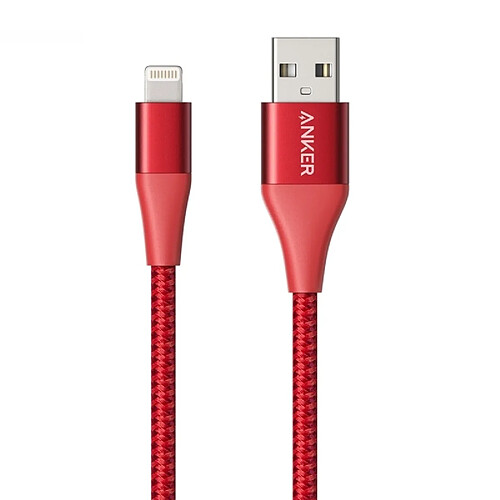 Wewoo Câble Powerline + II de données charge pour chariots traction amovibles en nylon certifiés Apple MFI USB à Lightning 8 broches, longueur: 1,8 m (rouge)