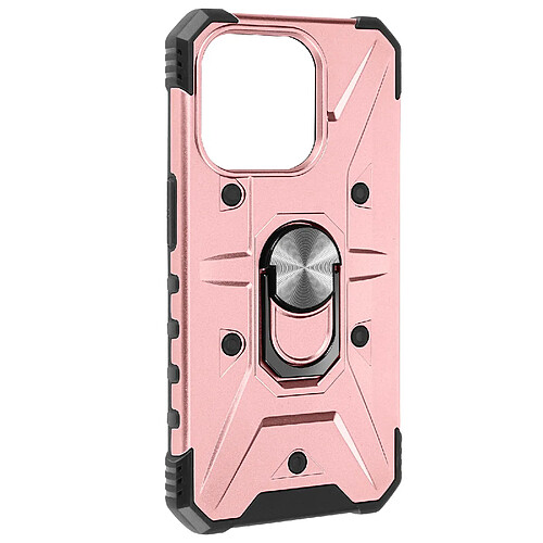 Avizar Coque Bague pour iPhone 15 Plus Bumper Antichoc Série ArmoRing Bump Rose Gold