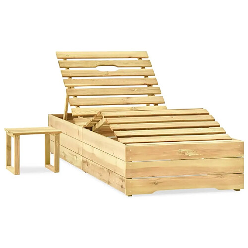 Maison Chic Chaise longue avec table | Bain de soleil Relax | Transat Bois de pin imprégné de vert -GKD68112