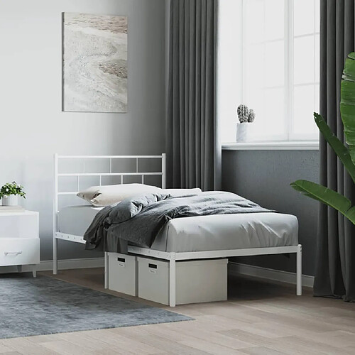 Maison Chic Lit adulte - Cadre de lit métal avec tête de lit,Structure du lit Contemporain pour chambre blanc 80x200 cm -MN59361