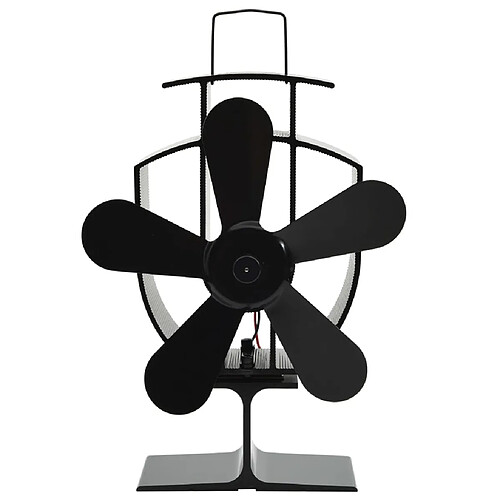 vidaXL Ventilateur de poêle alimenté par chaleur 5 pales Noir