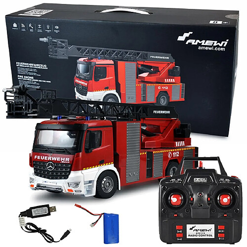 Amewi Camion de Pompier Télécommandé EPA AROCS 1/18 ème RTR 2.4 Ghz 12 Voies