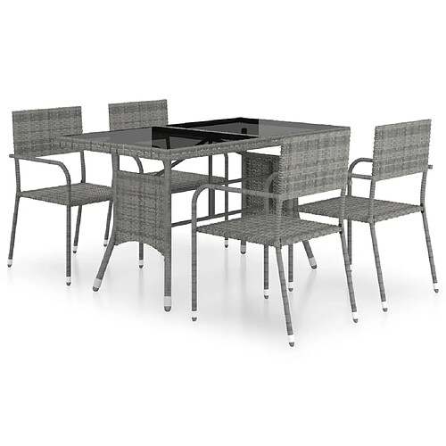 Maison Chic Jeu à dîner de jardin 5 pcs,Mobilier de salle à manger d'extérieur,Meuble à dîner Résine tressée Anthracite et gris -GKD731034